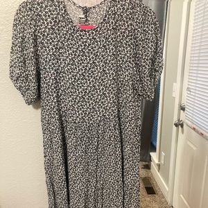 Audrey 3+1 black and white printed tiered maxi dress